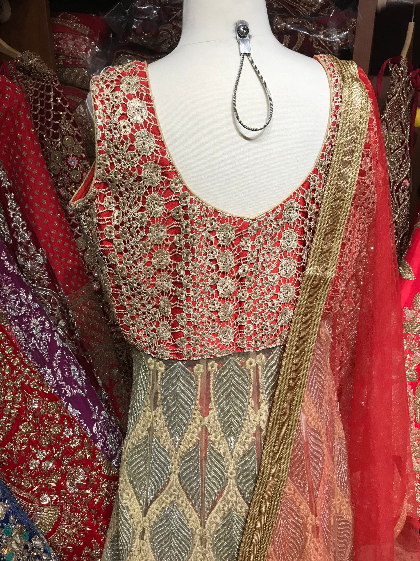 Red Gold Size 38 Embroidered Lacha