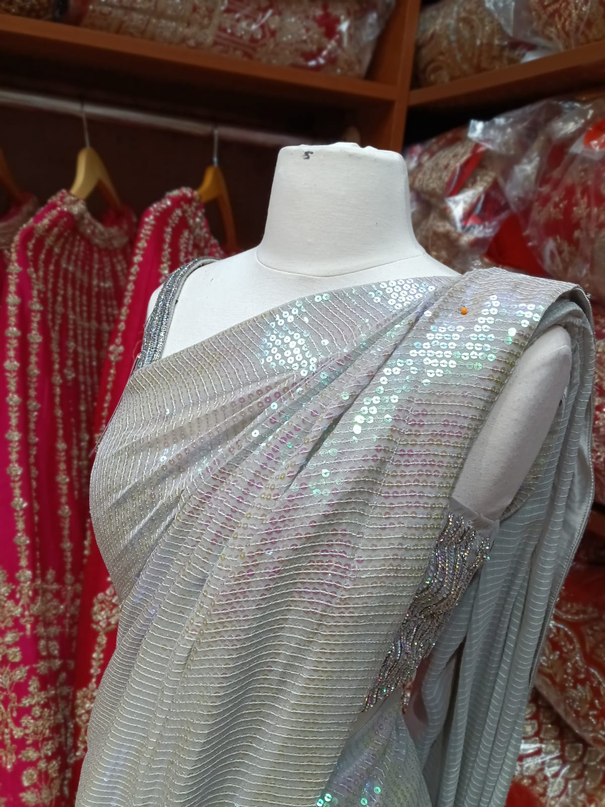 Shimmering Silver Saree PWS-137