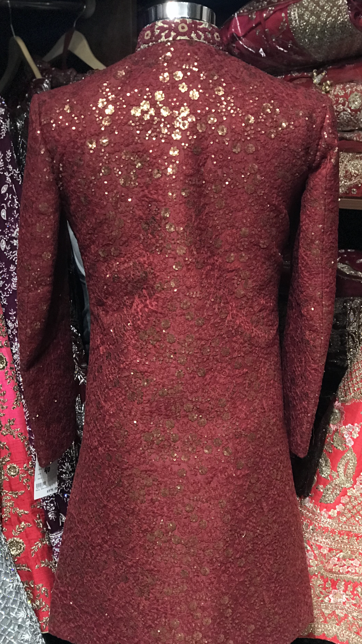 Maroon Sequin Embroidery Sherwani