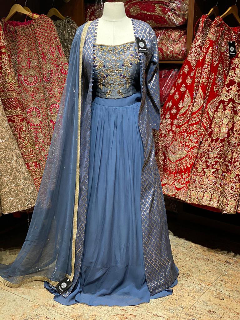 Slate Grey Party Wear Suit Collection PWS-052