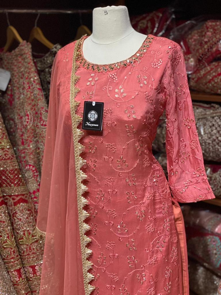 Coral Pink Party Wear Suit Collection PWS-036