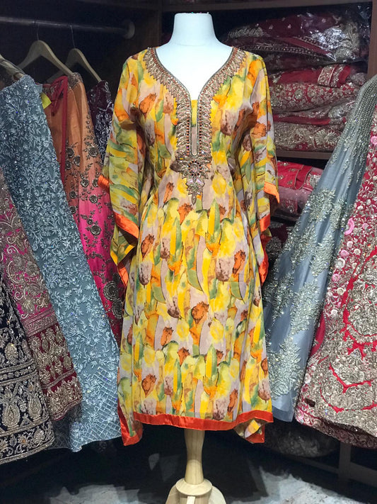 Printed Kaftan W/Lining D101