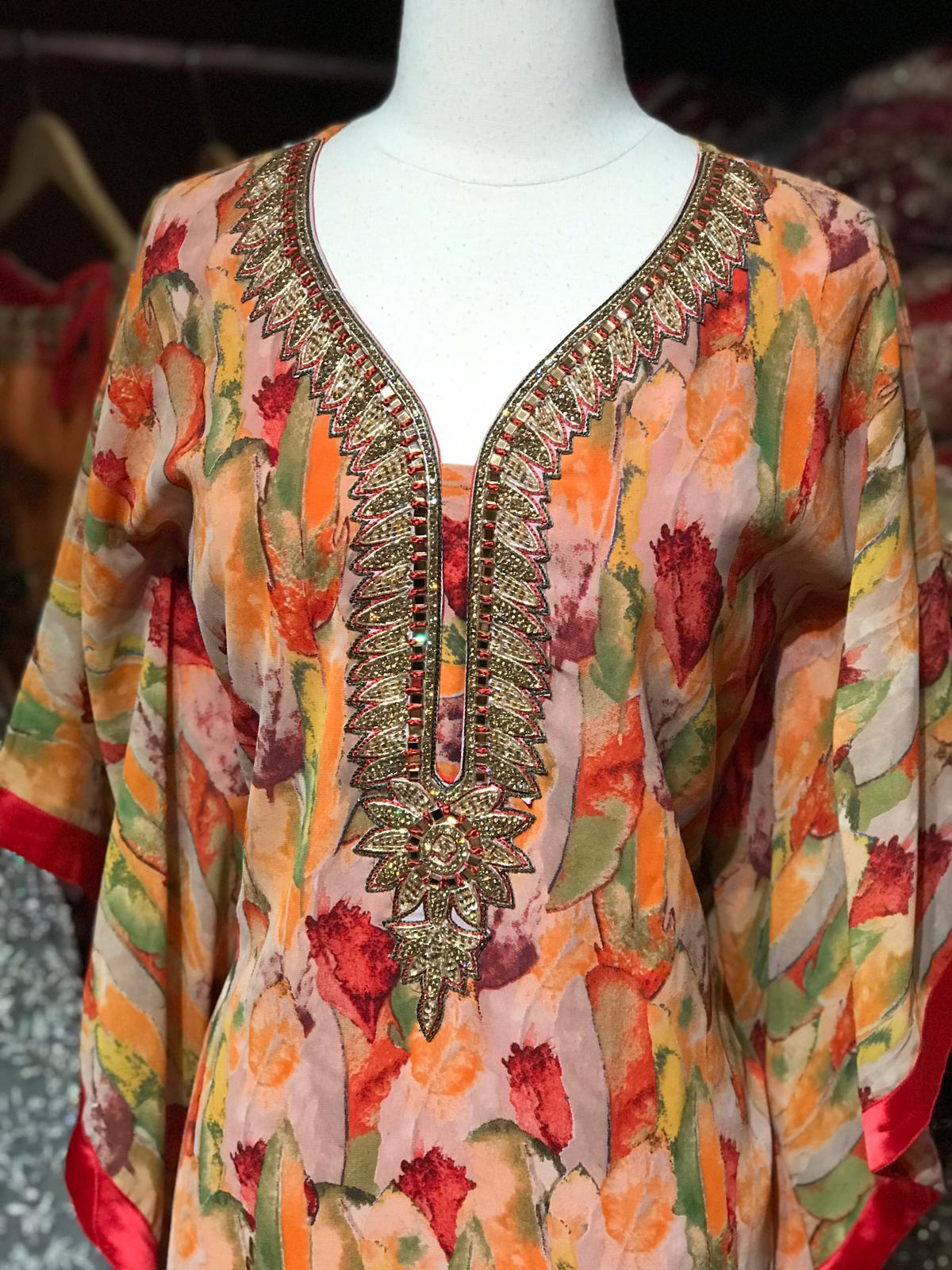 Printed Kaftan W/Lining D101