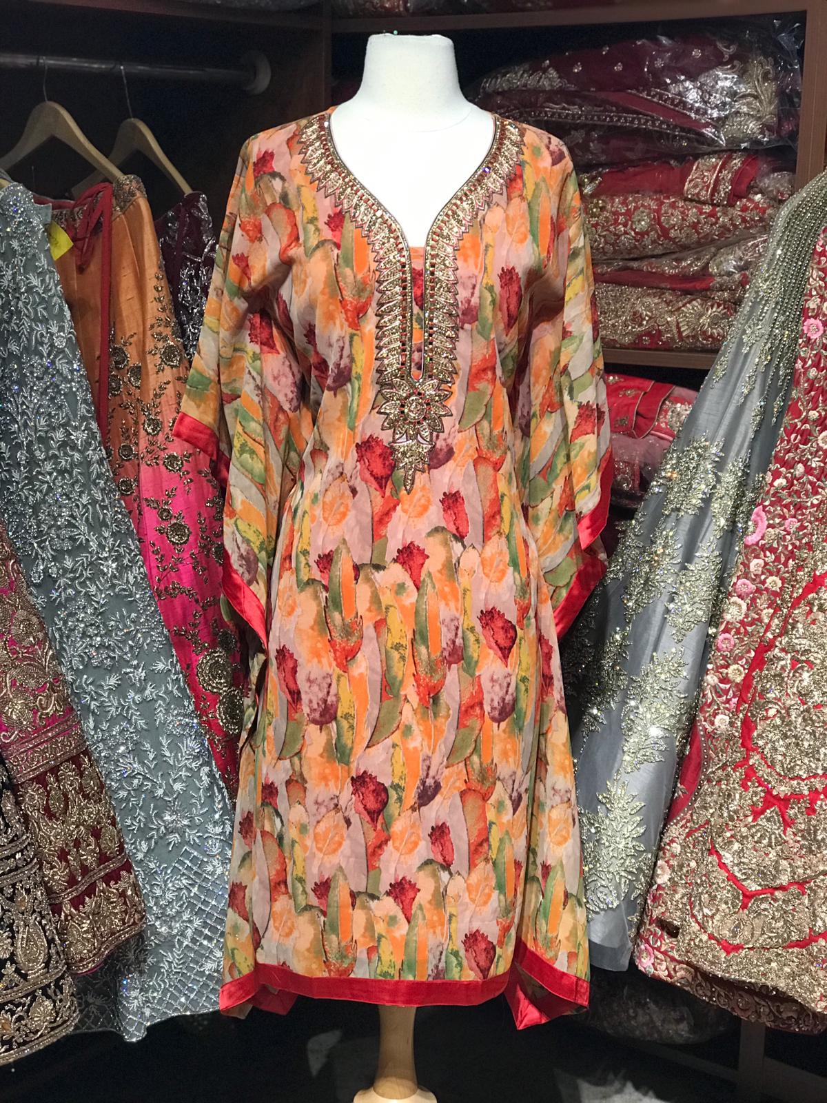 Printed Kaftan W/Lining D101