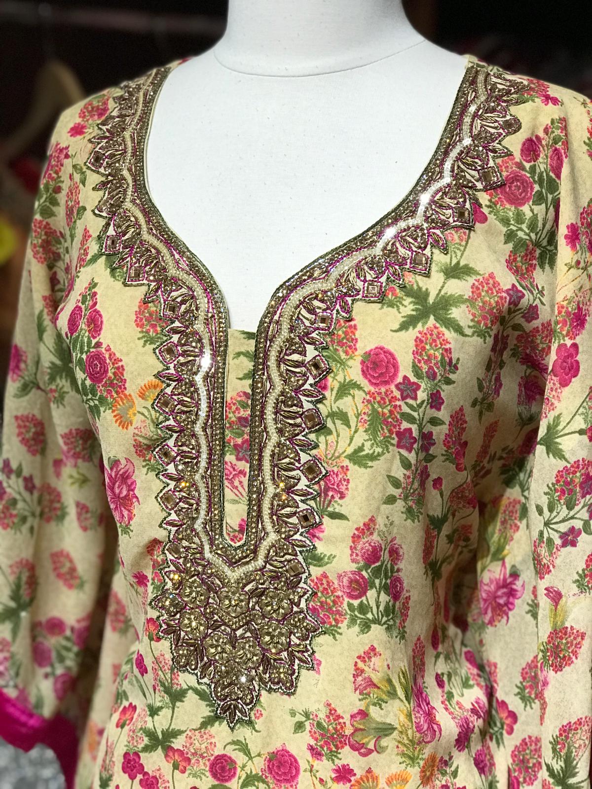 Printed Kaftan W/Lining D100