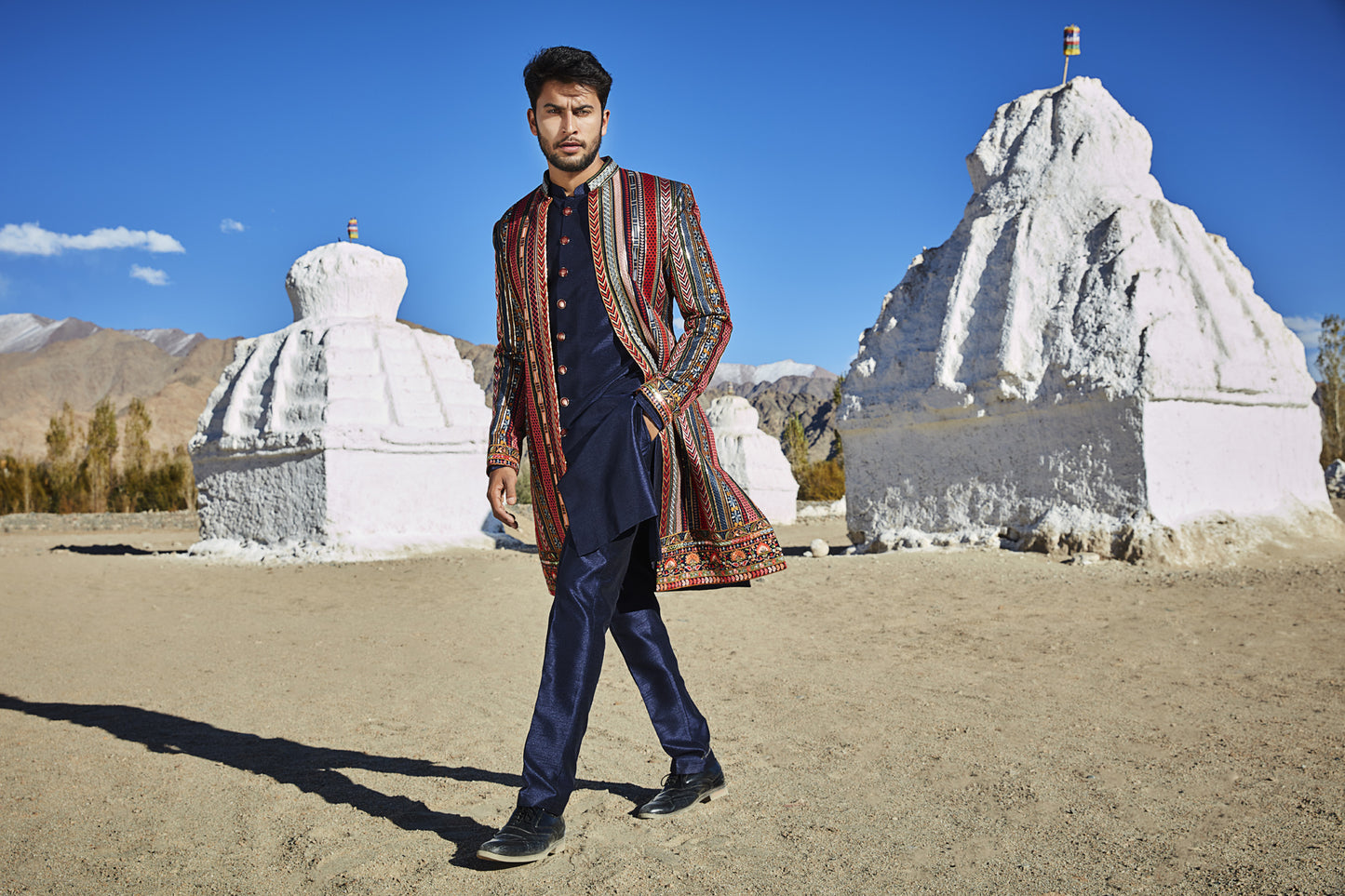 Mens Multi-Color Open Jacket Sherwani SWD7