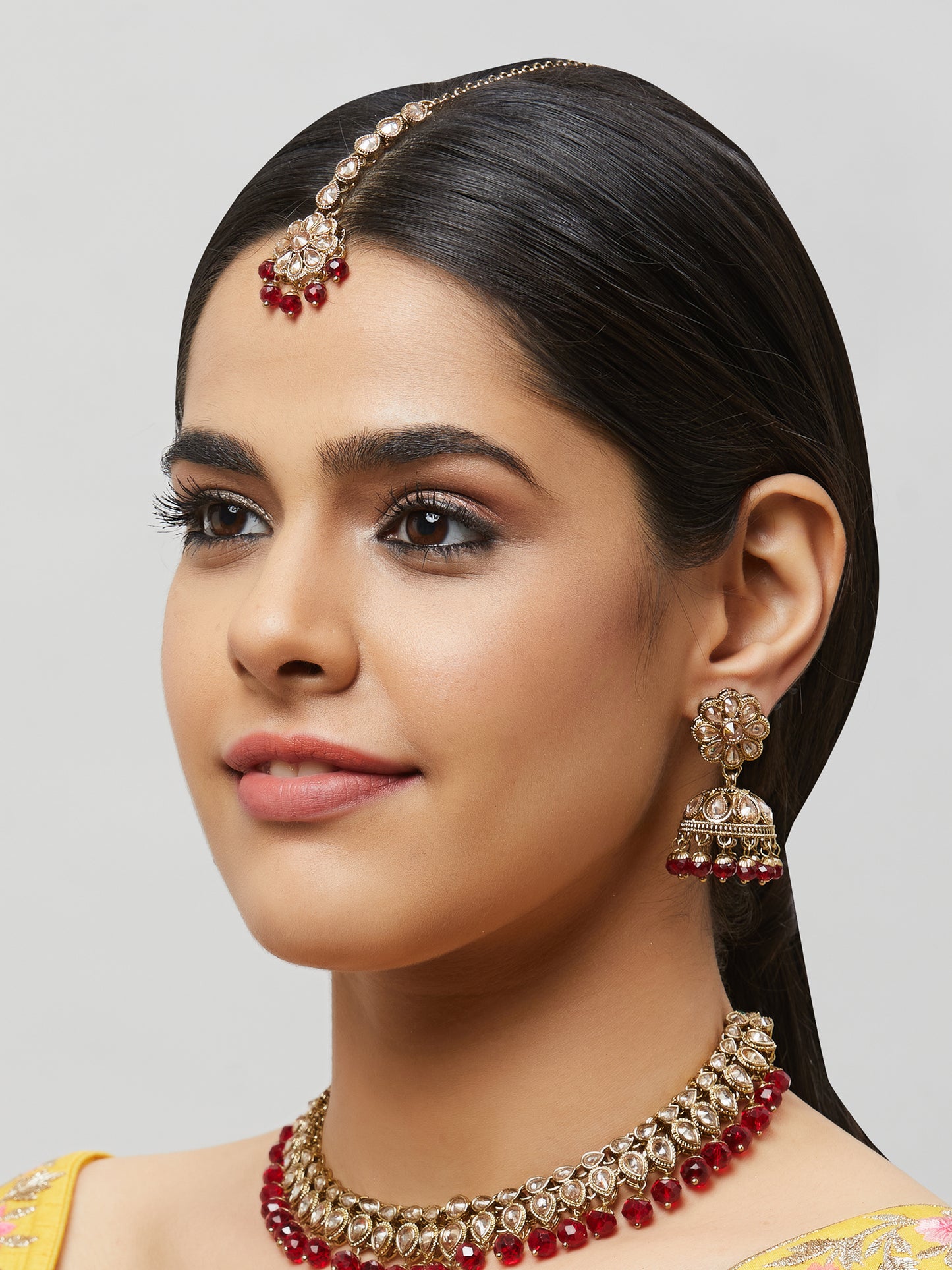 Kundan Necklace Set W/Earrings & Mang Tikka NSD10