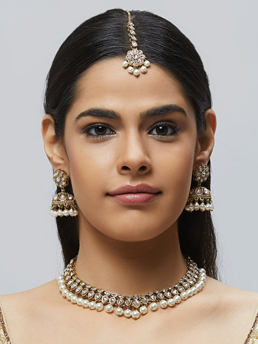 Kundan Necklace Set W/Earrings & Mang Tikka NSD10