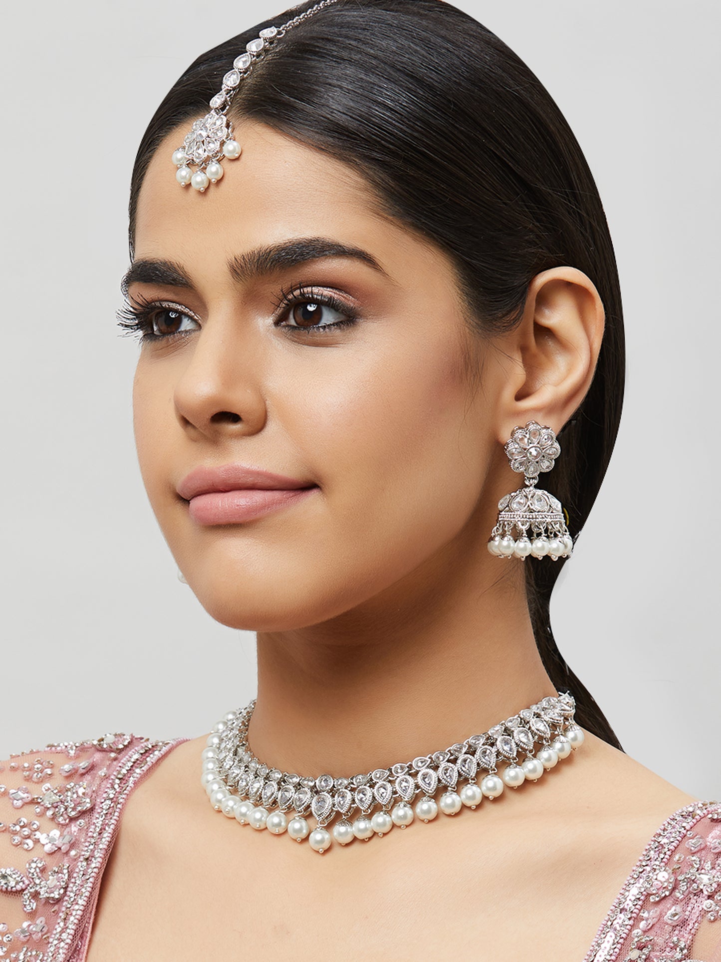 Kundan Necklace Set W/Earrings & Mang Tikka NSD10