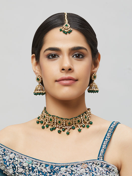 Kundan Necklace Set W/Earrings & Mang Tikka NSD11