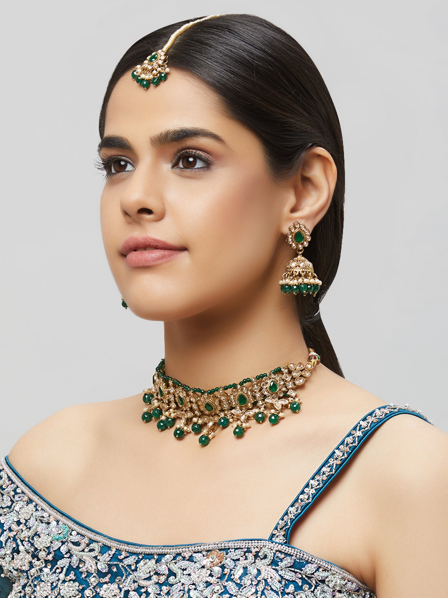 Kundan Necklace Set W/Earrings & Mang Tikka NSD11