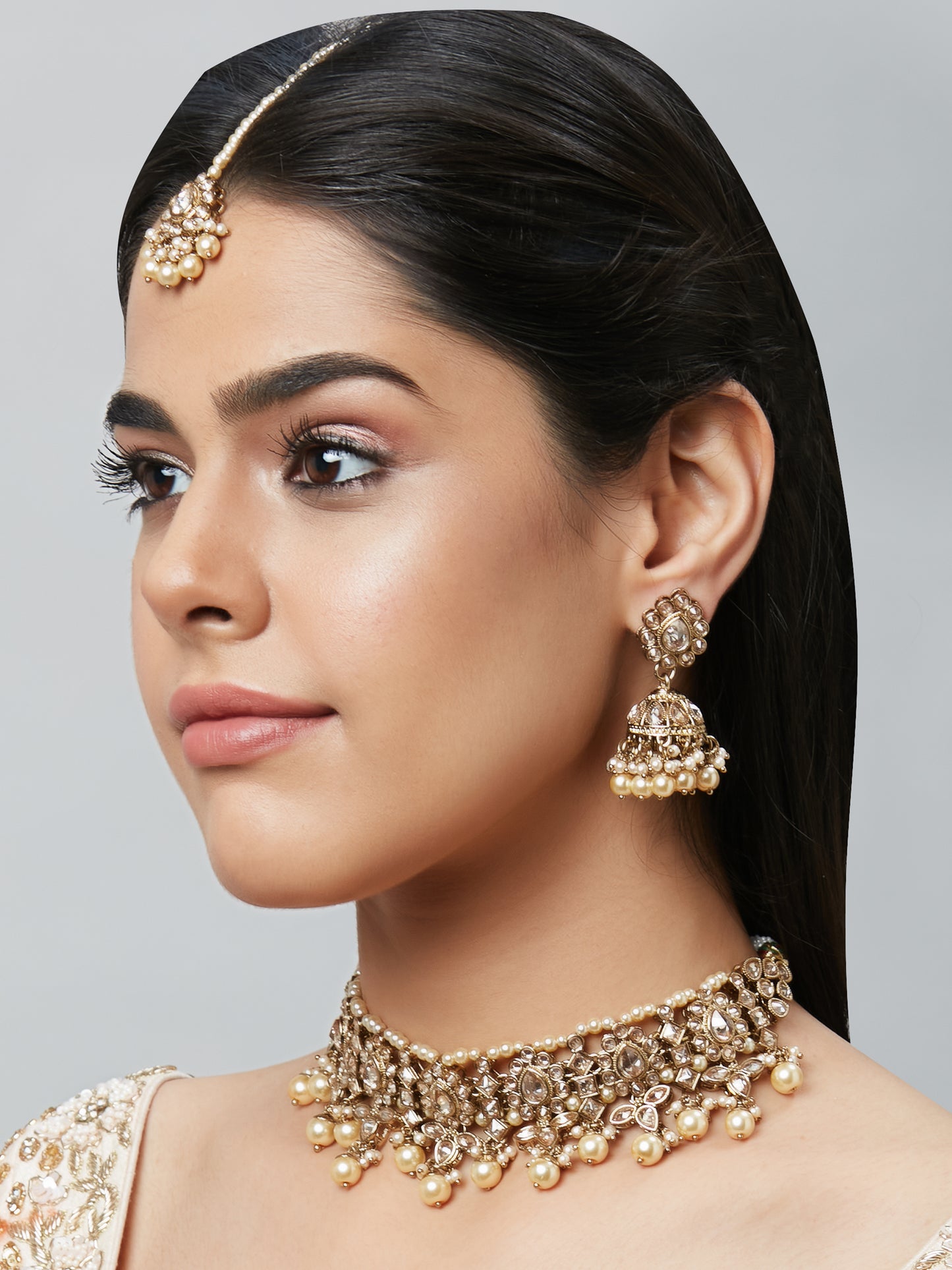 Kundan Necklace Set W/Earrings & Mang Tikka NSD11