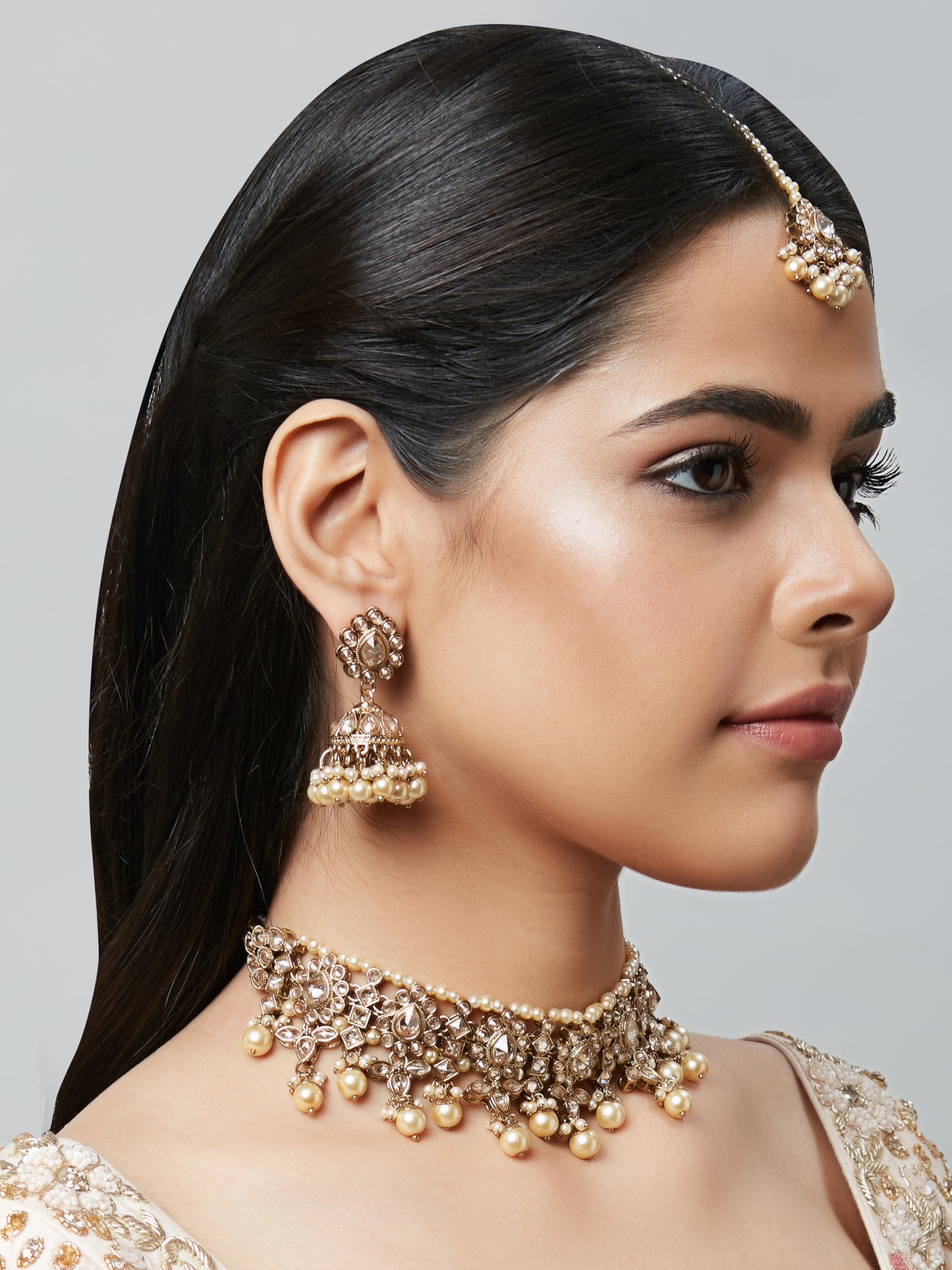 Kundan Necklace Set W/Earrings & Mang Tikka NSD11