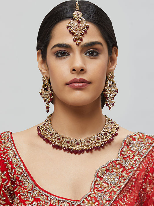 Kundan Necklace Set W/Earrings & Mang Tikka NSD5