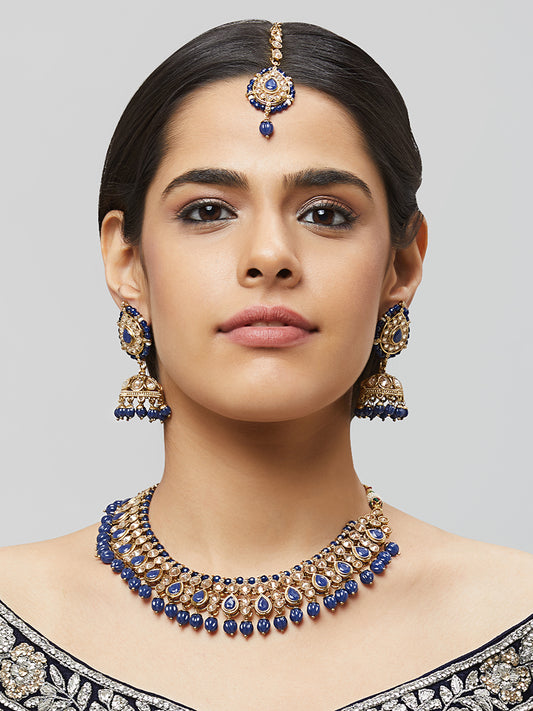 Kundan Necklace Set W/Earrings & Mang Tikka NSD6