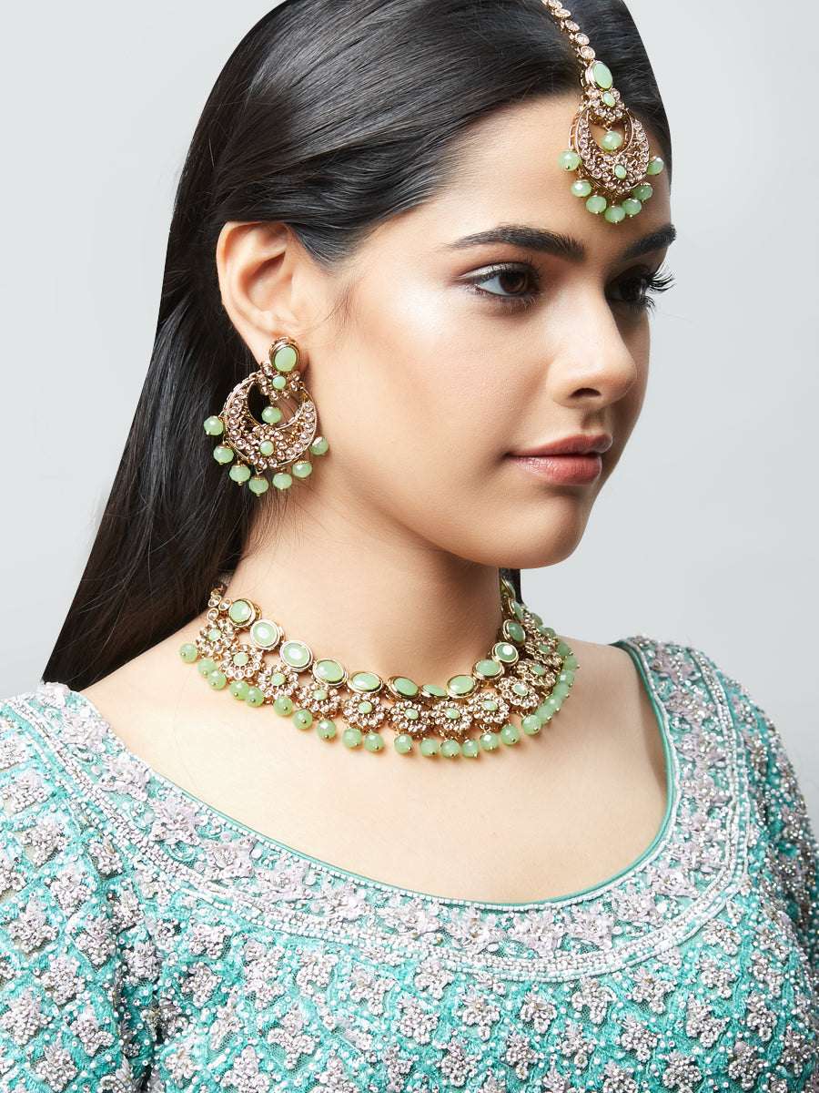 Kundan Necklace Set W/Earrings & Mang Tikka NSD7