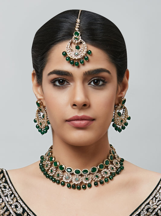 Kundan Necklace Set W/Earrings & Mang Tikka NSD7