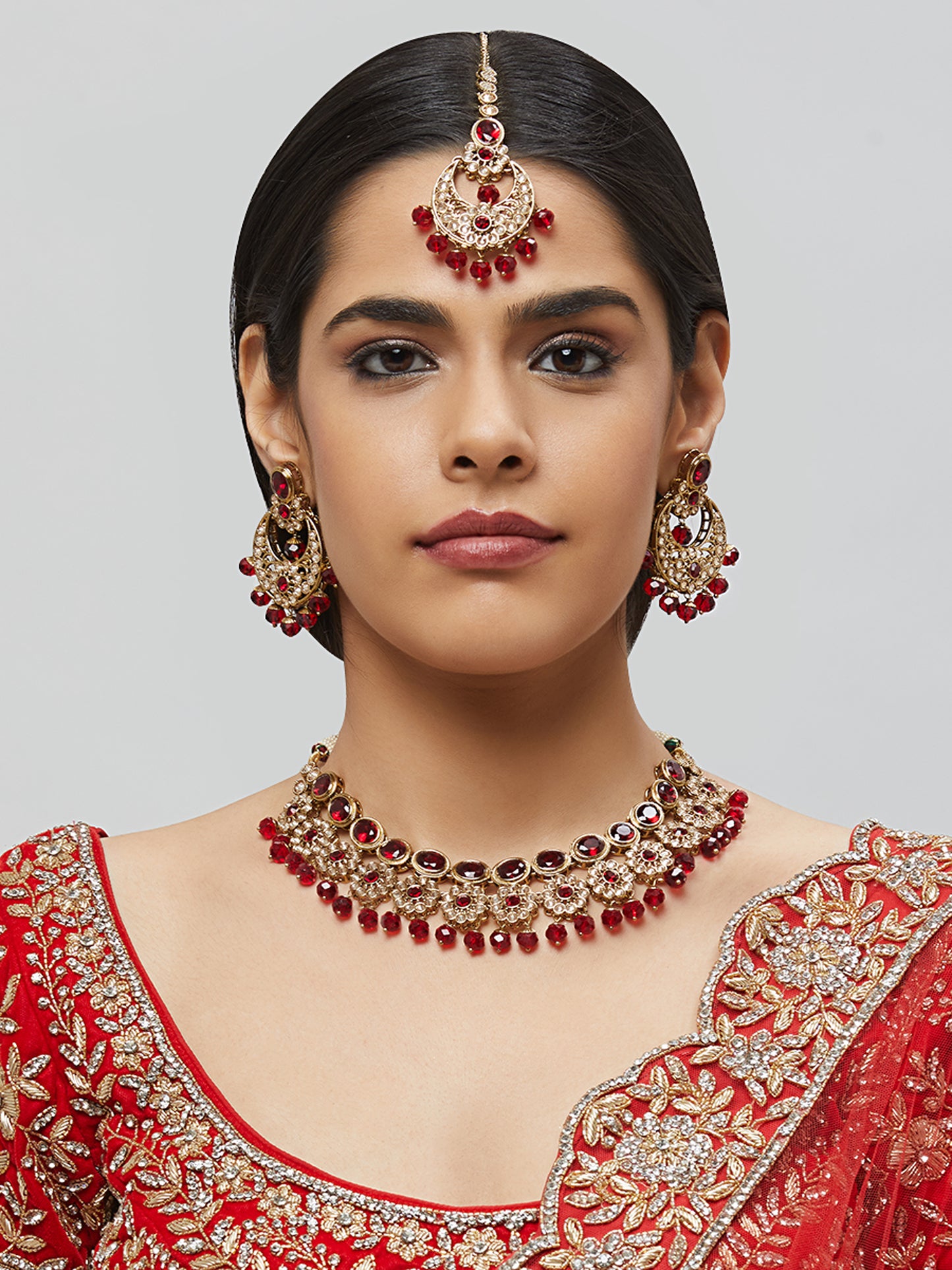 Kundan Necklace Set W/Earrings & Mang Tikka NSD7