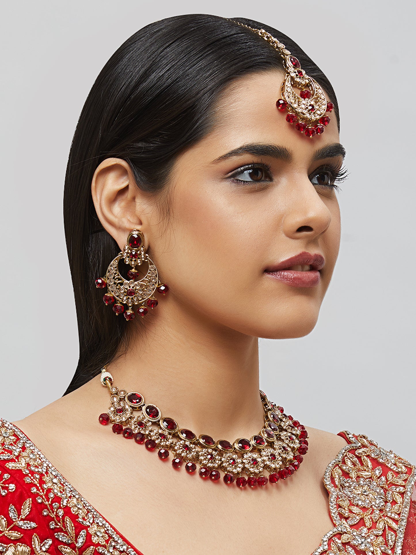 Kundan Necklace Set W/Earrings & Mang Tikka NSD7