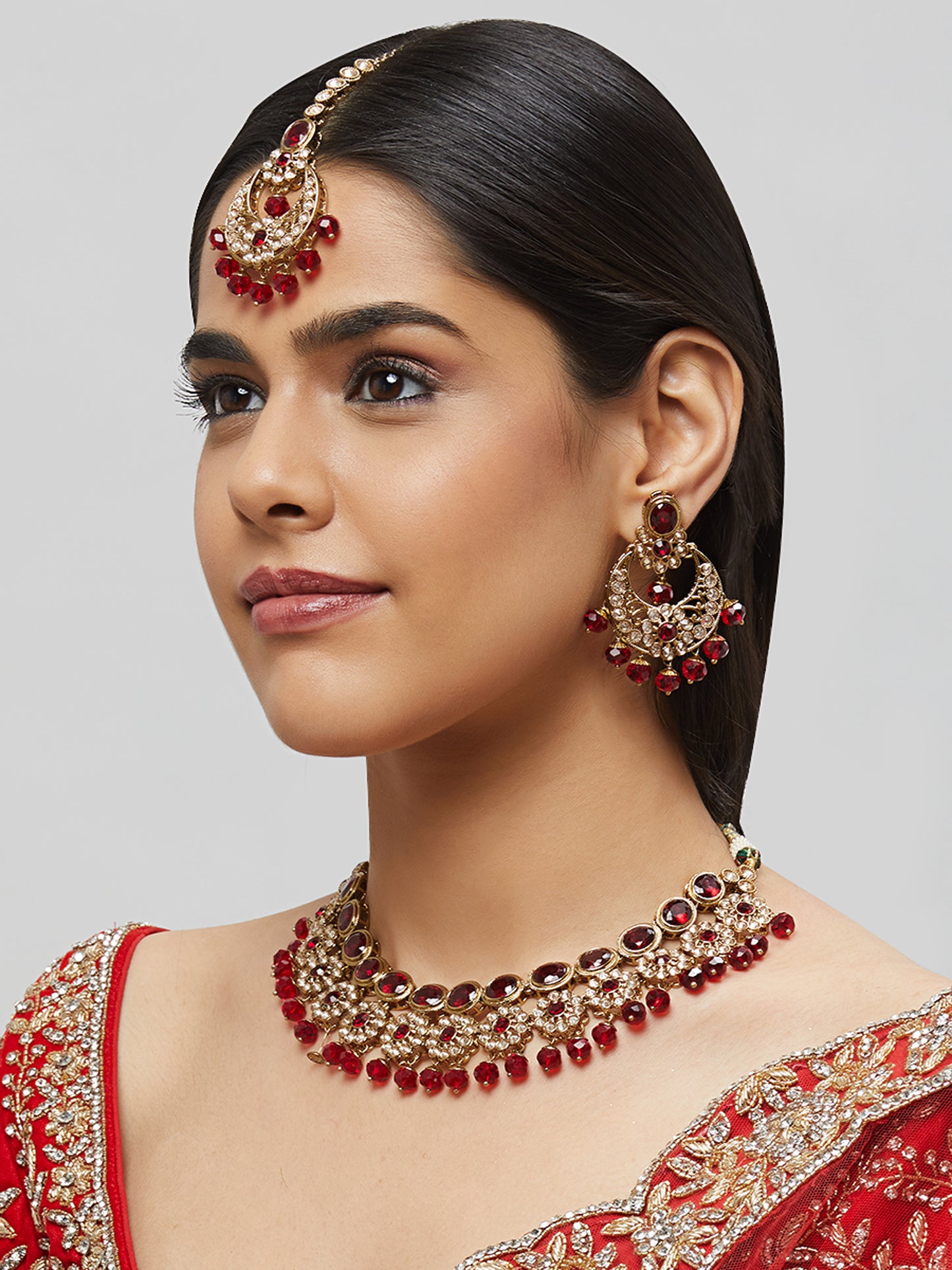 Kundan Necklace Set W/Earrings & Mang Tikka NSD7