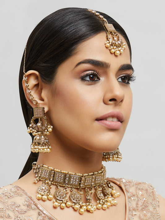 Kundan Necklace Set W/Earrings & Mang Tikka NSD8