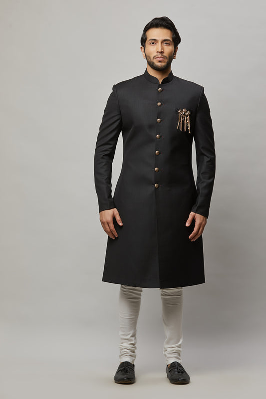 Mens Black Sherwani SWD3