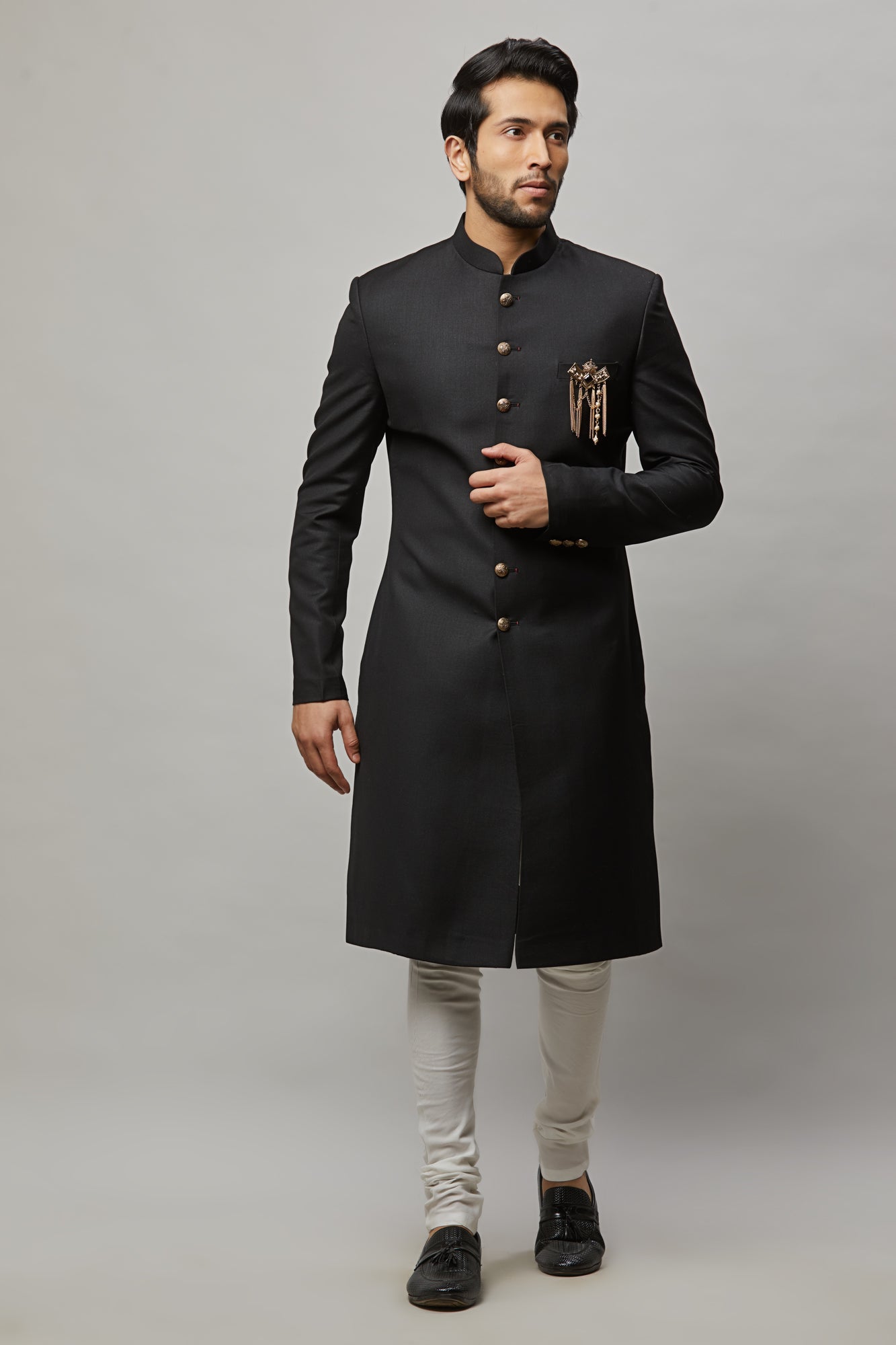 Mens Black Sherwani SWD3