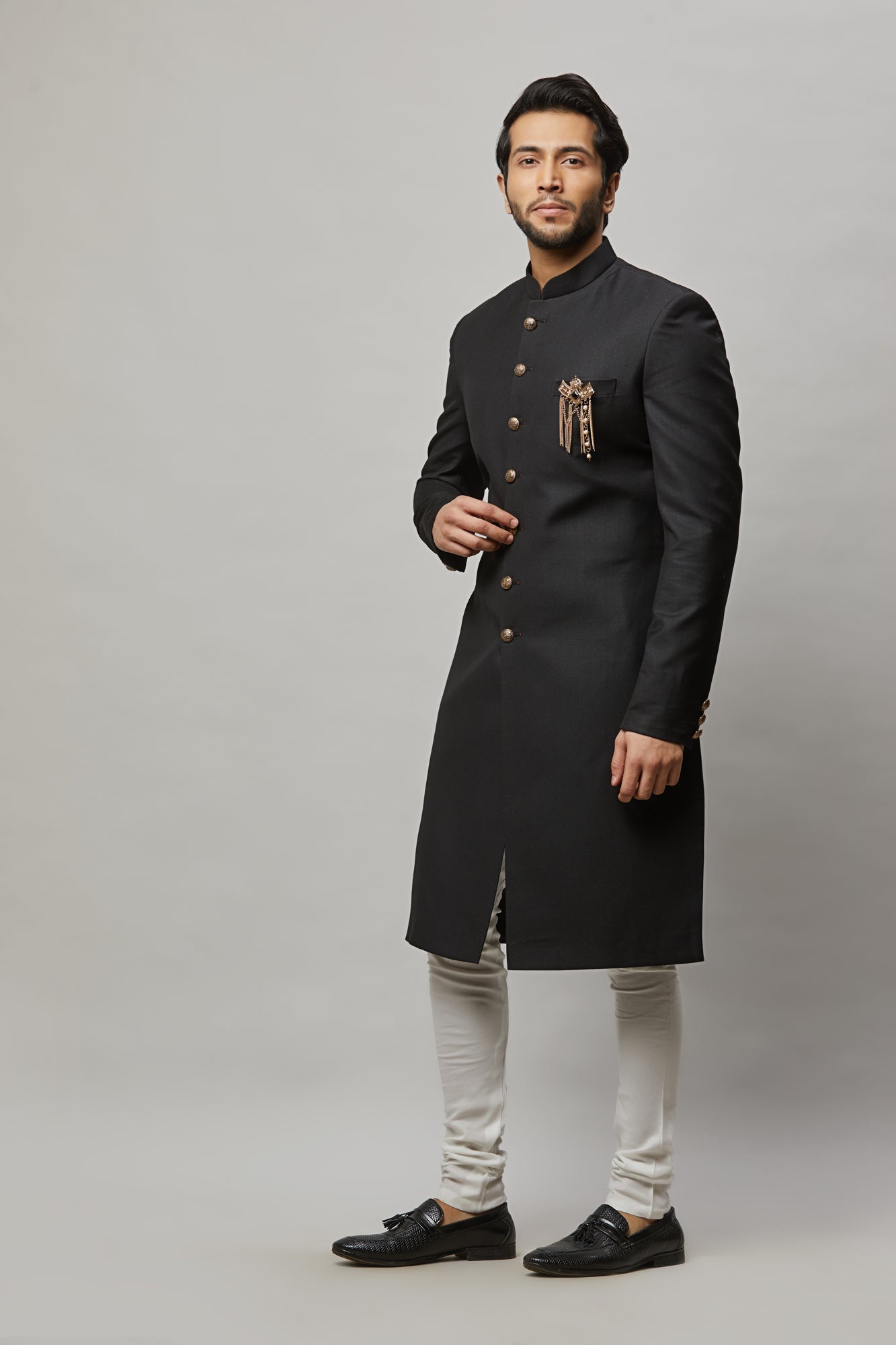 Mens Black Sherwani SWD3