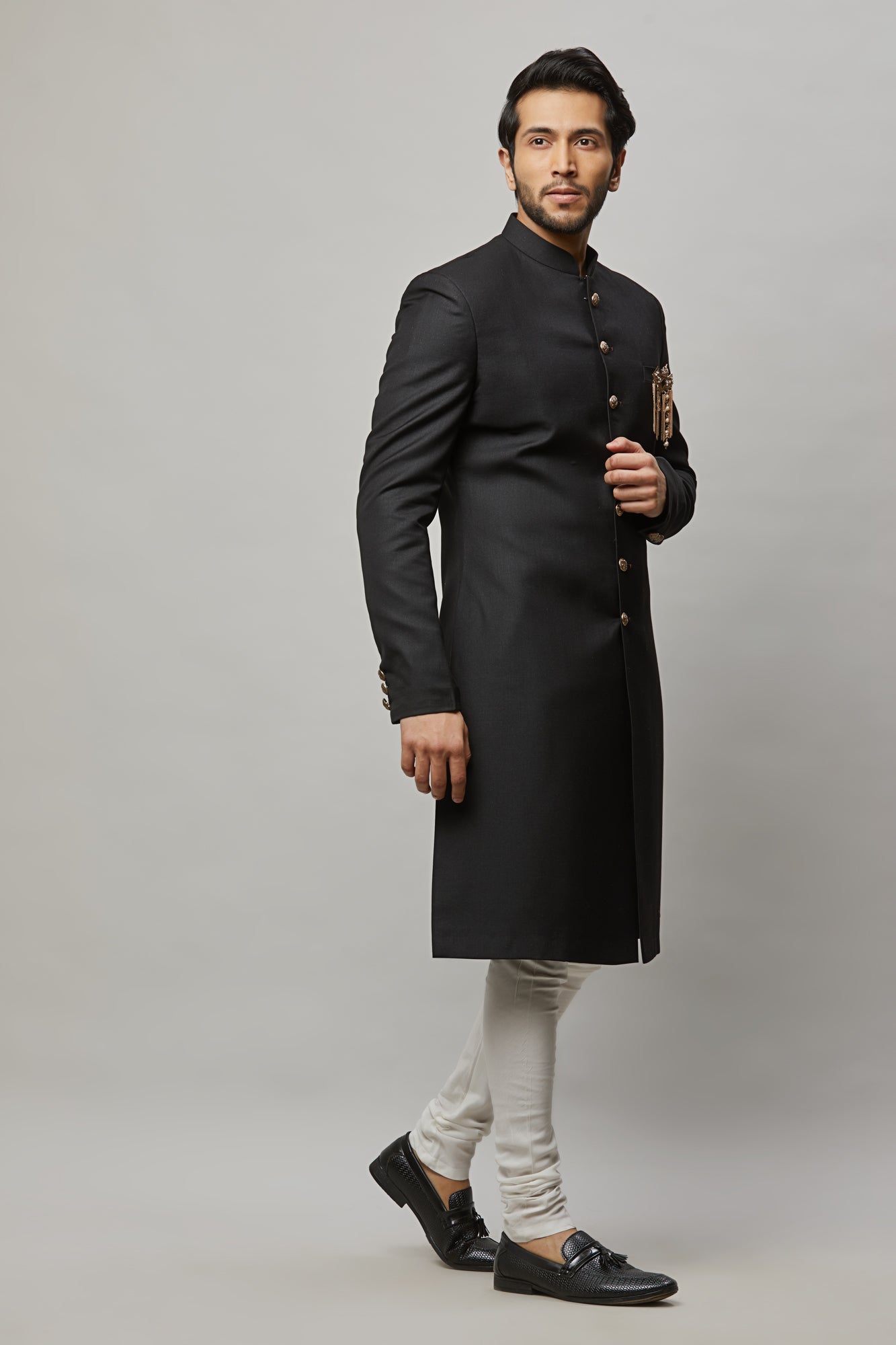 Mens Black Sherwani SWD3