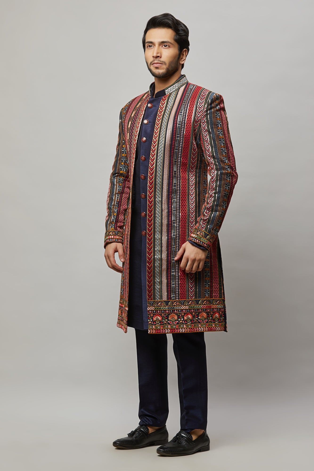 Mens Multi-Color Open Jacket Sherwani SWD7