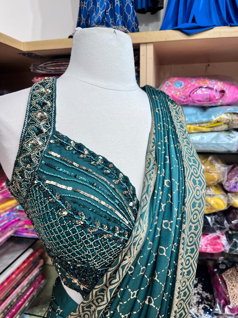 Castleton Green Pre-Stitched Saree W/ Readymade Blouse PSS-52