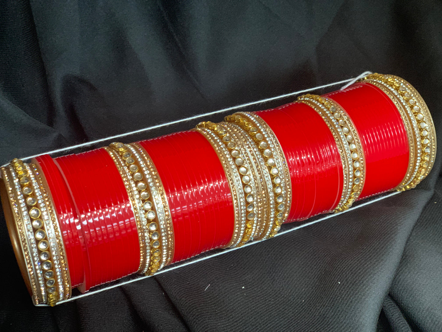 Bridal Red Chuda W/Stone Kadas BC1