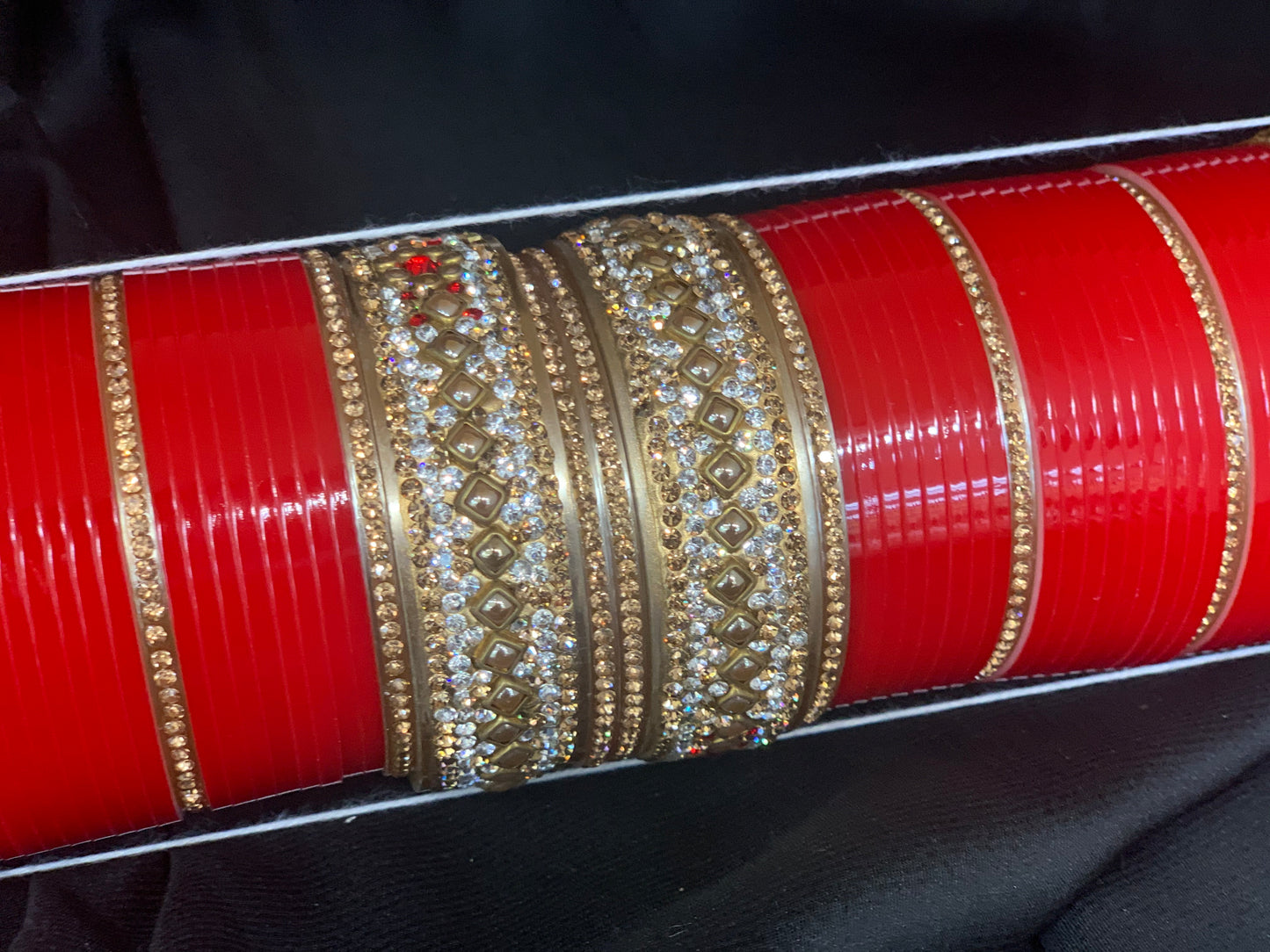 Bridal Red Chuda W/Kundan Stone Kadas BC7