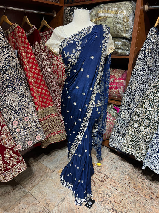 Bright Blue Saree PWS-195