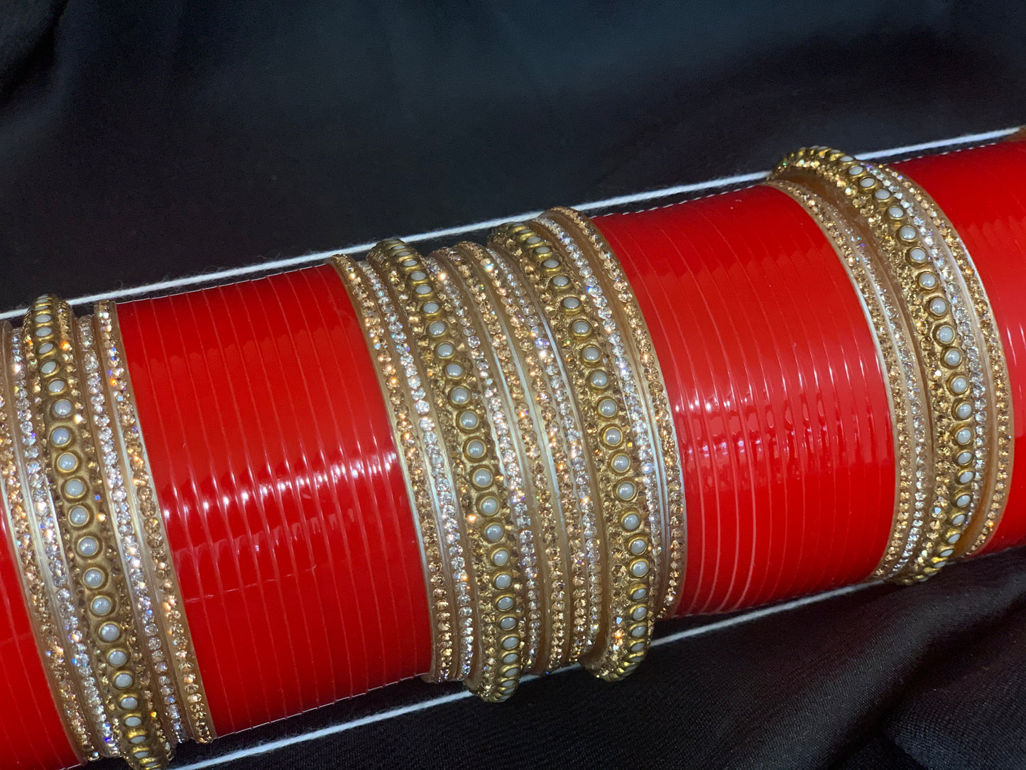 Bridal Red Chuda W/Kundan Pearl Kadas BC4