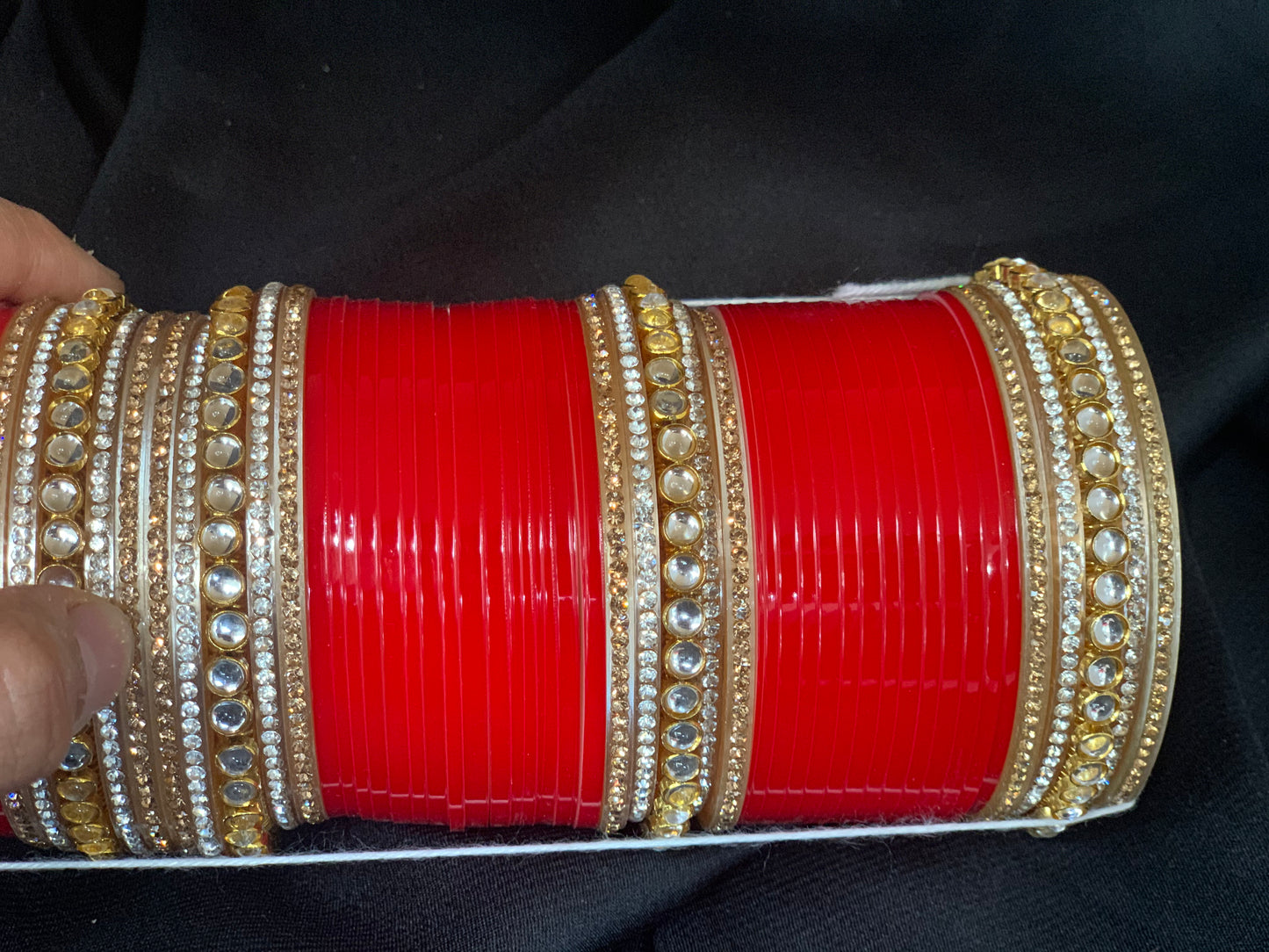 Bridal Red Chuda W/Stone Kadas BC1