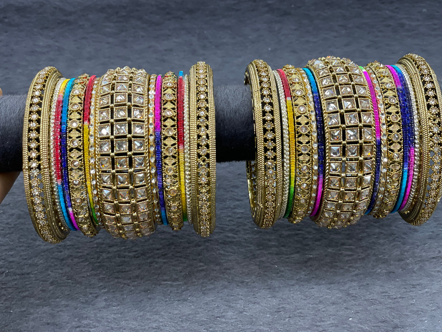 Indian Antique Gold Bangle Set, Size 2.6