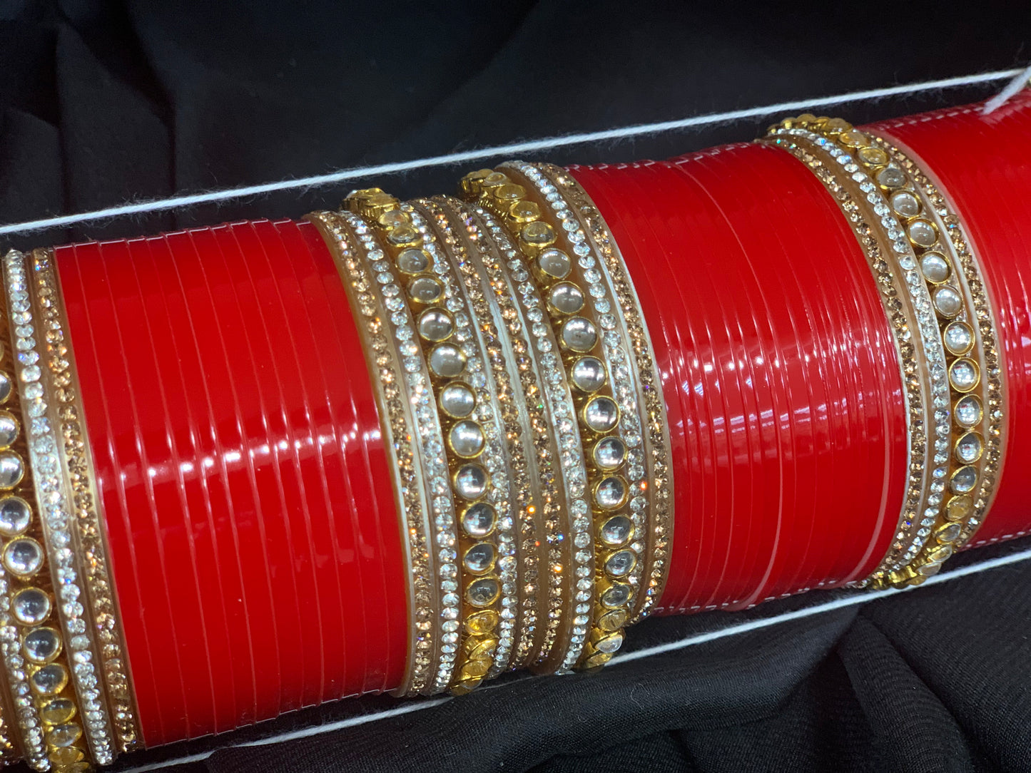 Bridal Red Chuda W/Stone Kadas BC1