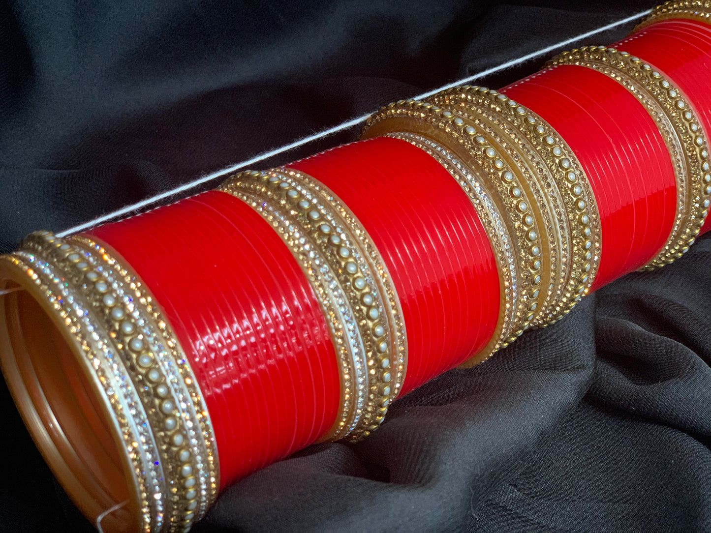 Bridal Red Chuda W/Kundan Pearl Kadas BC4