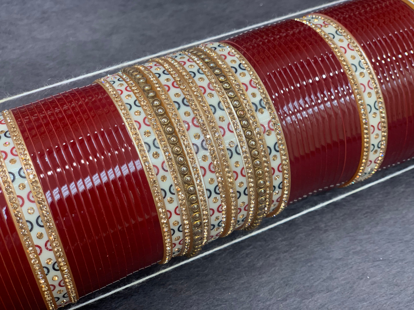 Bridal maroon Traditonal chuda set with Kundan stone kadas, Indian wedding jewelry, Punjabi chuda, Red bangle set, Bridal accessories