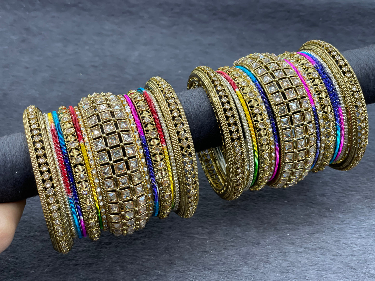 Indian Antique Gold Bangle Set, Size 2.6