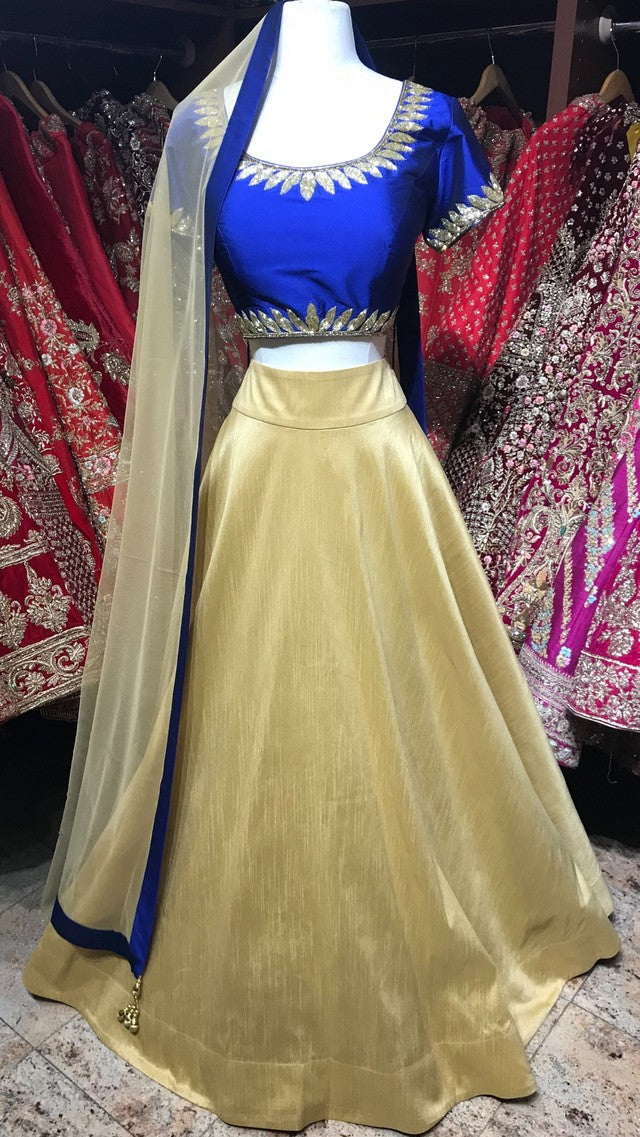 Royal Blue and Gold Bridesmaid's Lehenga