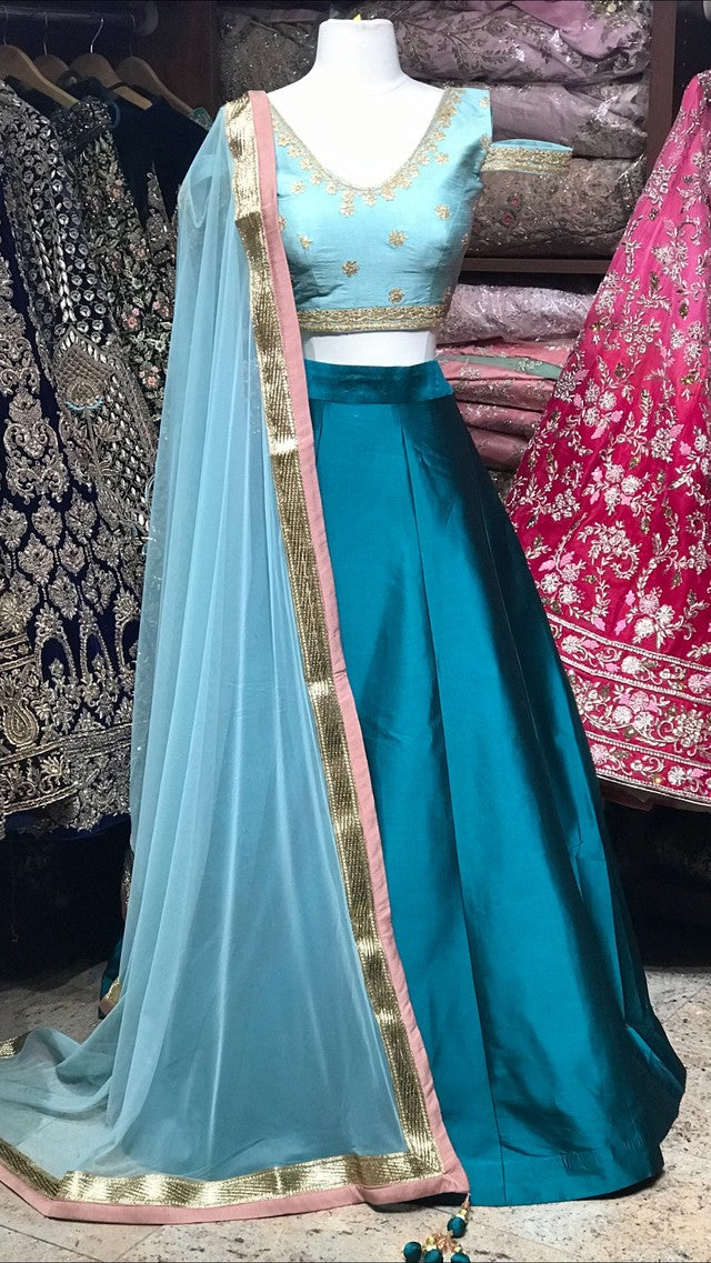 Sage and Teal Bridesmaid's Lehenga