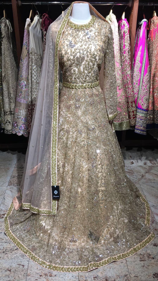 Gold Sequin Embroidery Gown